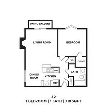 One Bed One Bath 718 Sqft 739 floor plan